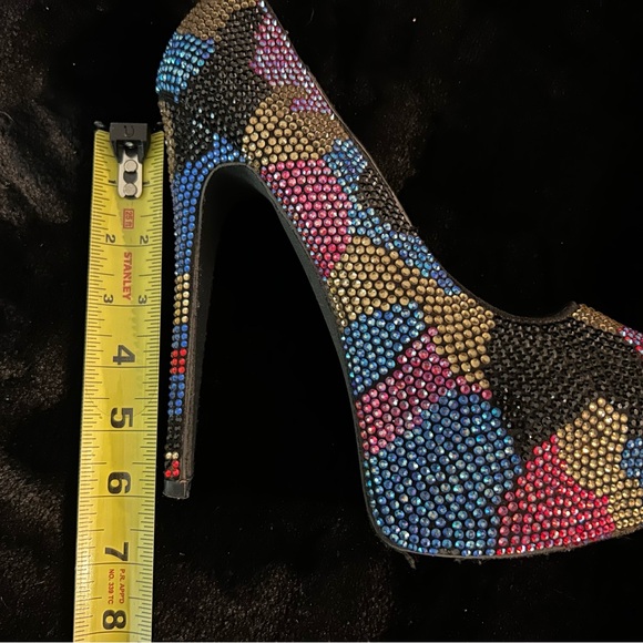 Steve Madden Size 8 Dyvinal Camouflage Rhinestone Crystal Platform 6” Heels - Picture 9 of 9